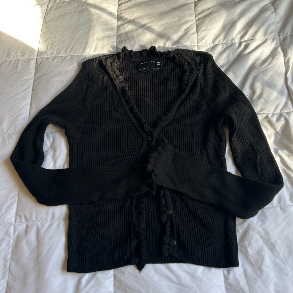 ASOS Black Ruffled Cardigan